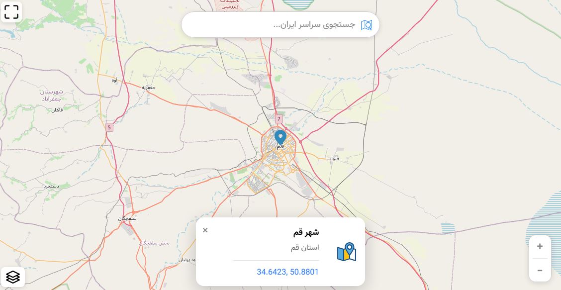 نقشه قم و اطلاعات جغرافیایی